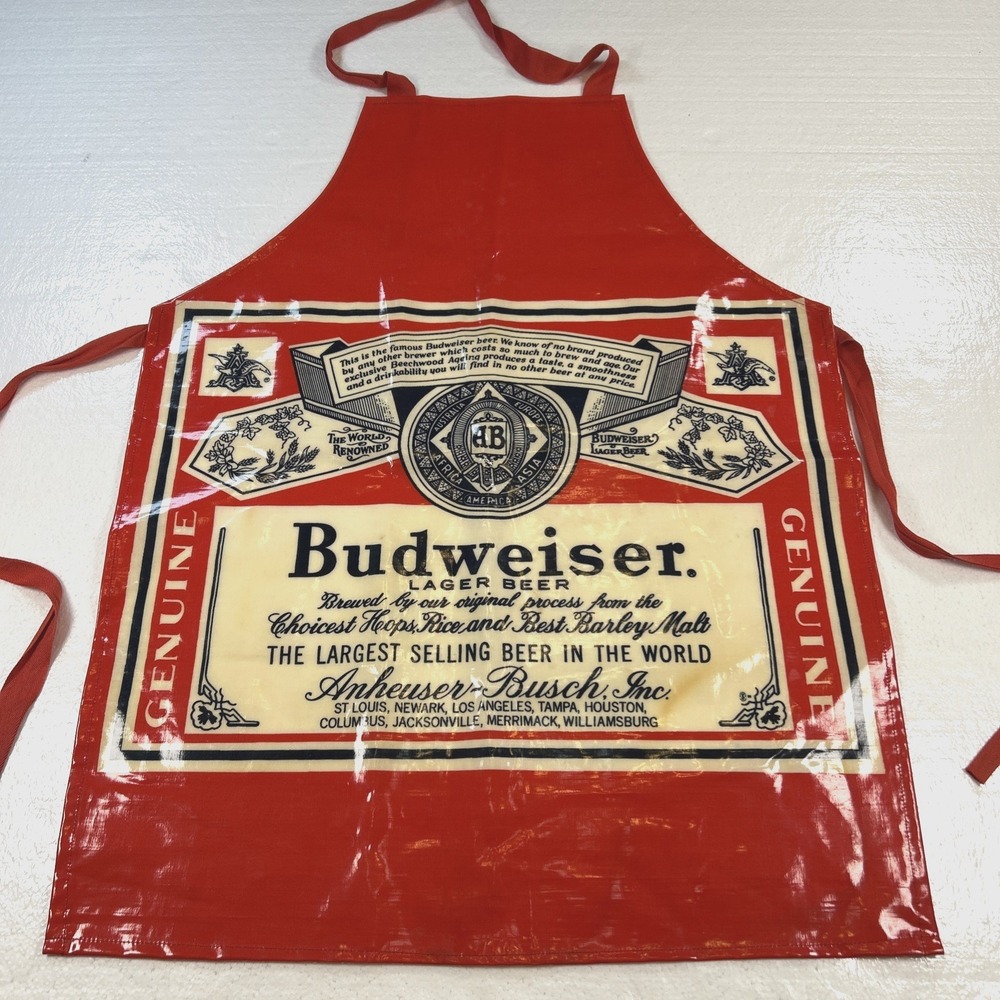Vintage Budweiser Apron Grilling Sari Fabrics England PVC Anheuser Busch Cooking